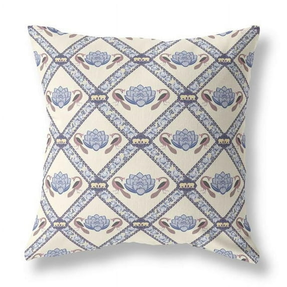 5 x 16 x 16 in. Cream & Brown Blown Seam Geometric Indoor & Outdoor Throw Pillow