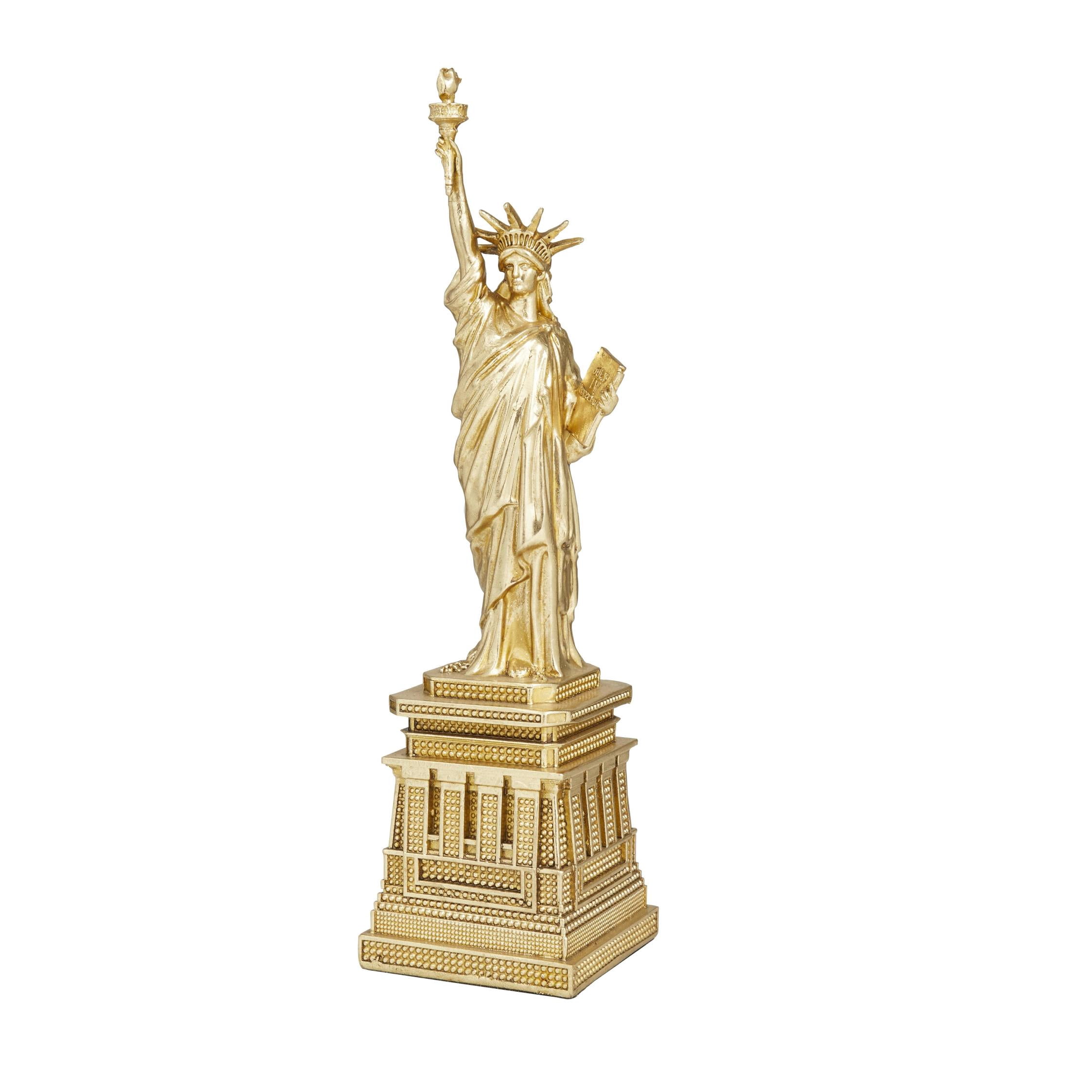 5" x 17" Gold Polystone Statue of Liberty Sculpture, by DecMode