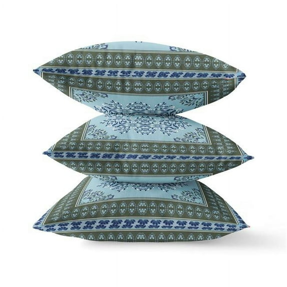 5 x 18 x 18 in. Dark Blue Blown Seam Geometric Indoor & Outdoor Throw Pillow