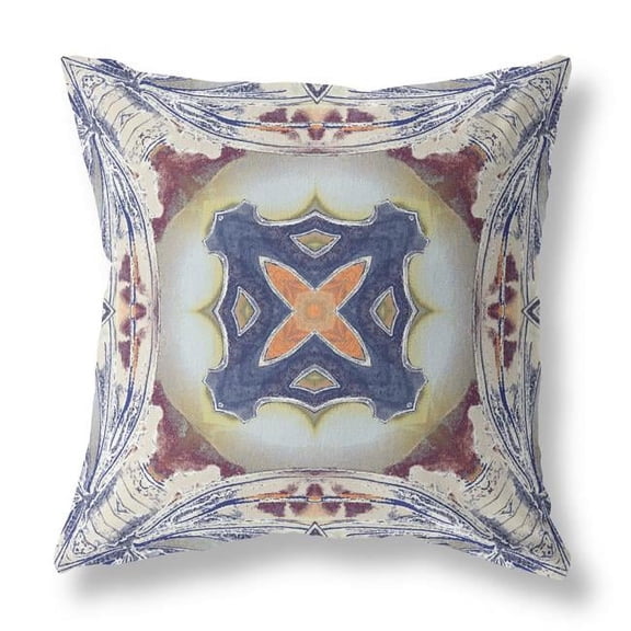 5 x 18 x 18 in. Gray & Indigo Blown Seam Geometric Indoor & Outdoor Throw Pillow