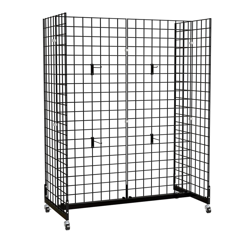 5' x 2' Gondola Grid Wall Tower, Floorstanding Wire Grid with Rolling ...