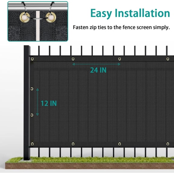 5' x 2' Privacy Fence Screen, Fence Windscreen Cover Netting Mesh Fabric Cloth,160 GSM Shade Tarp Barrier for Garden Backyard Playground Farm Driveway Balcony Deck Swimming Pool, Black