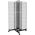 thumbnail image 1 of 5' x 2' Wire Grid Panel Tower, 4-Way Grid Wall Display Rack with Rolling Base, 1 of 7