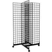 5' x 2' Wire Grid Panel Tower, 4-Way Grid Wall Display Rack with Rolling Base