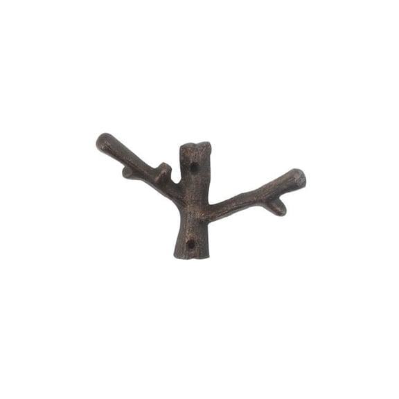 5 x 2 x 3.5 in. Rustic Copper Cast Iron Forked Tree Branch Decorative Metal Double Wall Hooks