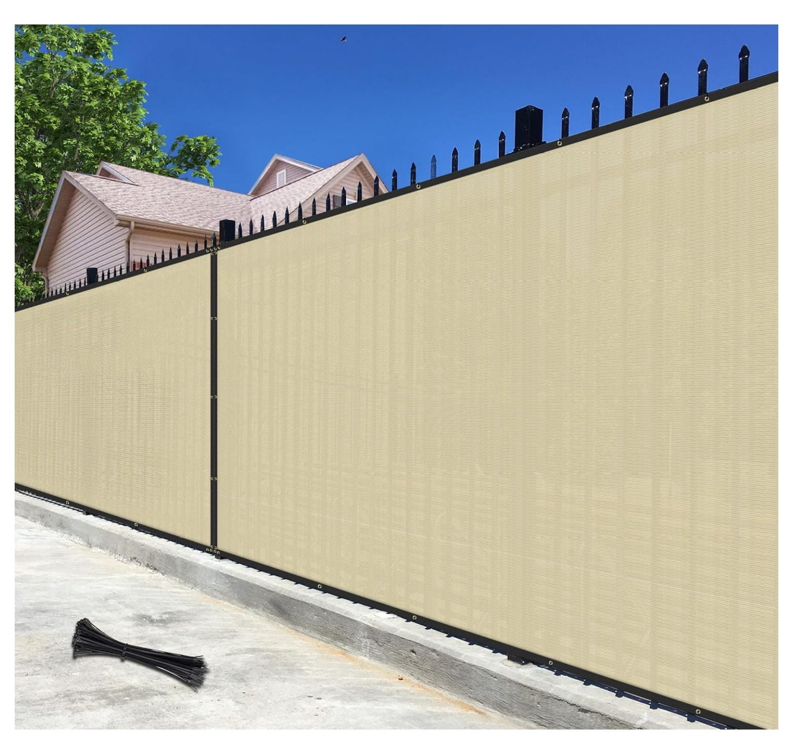 5' x 20' Beige Privacy Fence Screen 150GSM Net Fencing 88% Privacy ...