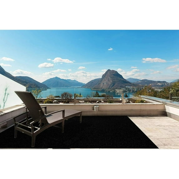 Koeckritz Rugs Valdosta 100% UV Olefin Indoor/Outdoor Area Rug 5'x20', Black Solid Print