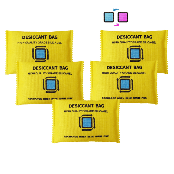 Livease Rechargeable Desiccant Packets, 5 Pack 200g Silica Gel Packs, Moisture Absorbers for Storage