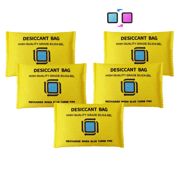 Livease Rechargeable Desiccant Packets, 5 Pack 200g Silica Gel Packs, Moisture Absorbers for Storage