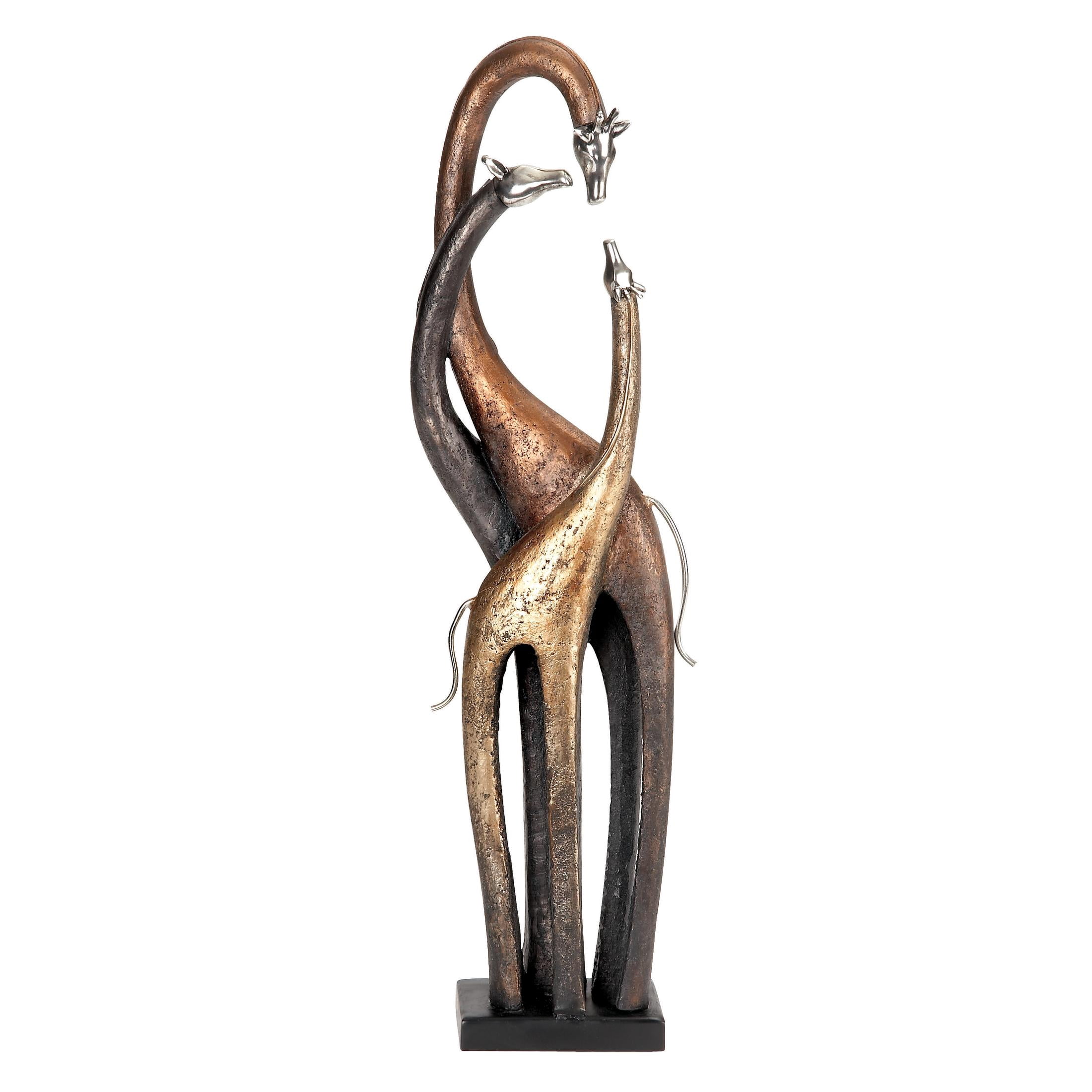 5" x 22" Brass Polystone Giraffe Sculpture, by DecMode