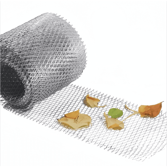5 x 236.22 Inch Aluminum Alloy Gutter Mesh Cover Eave Net Rain Trough Leaf Protector Drainage Guard for Home Roof Rainwater Channel (Silver,S)