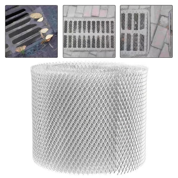 5 x 236.22 Inch Length Alloy Gutter Mesh Guard Aluminum Rain Trough Leaf Screen Drainage Protector Keep Debris Out of Gutters (Silver,S)