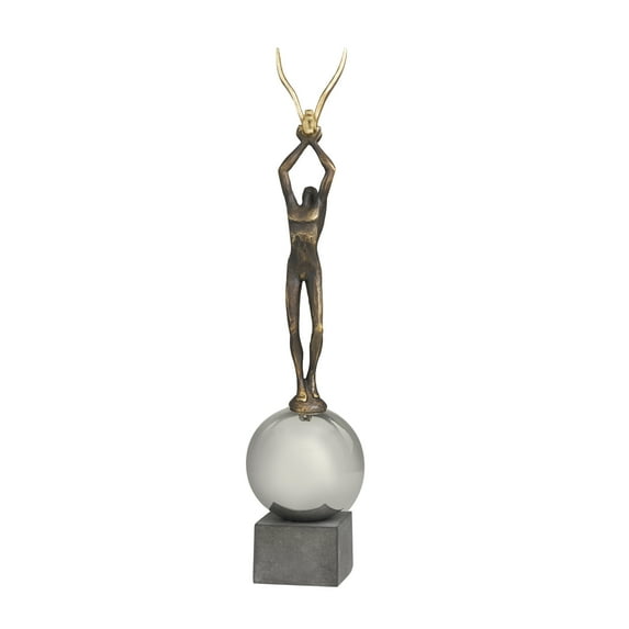 5" x 24" Silver Polystone People Sculpture with Stainless Steel Accents, by DecMode