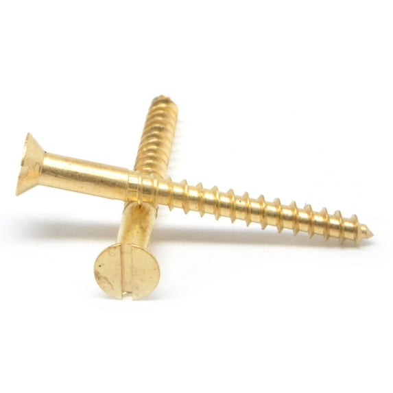 #5 x 3/4" Wood Screw Slotted Flat Head Brass Pk 100