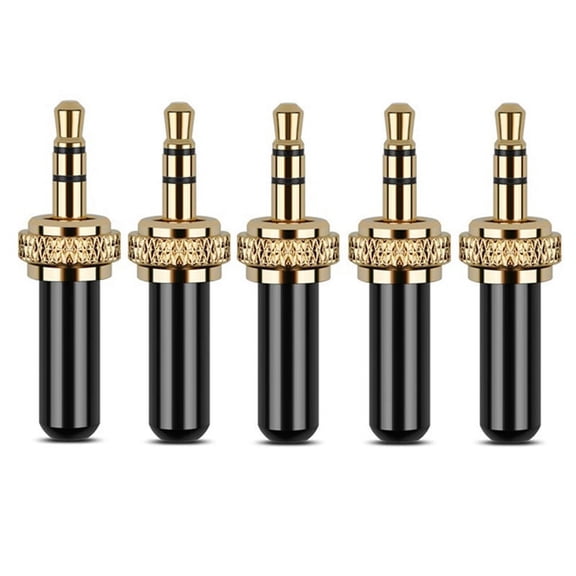5 x 3.5mm Screw Lock Stereo Jack-Black&Gold