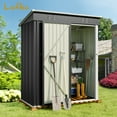 thumbnail image 1 of 5' x 3' Outdoor Storage Shed, Metal Outdoor Storage Cabinet with Single Lockable Door, Waterproof Tool Shed,Gray, 1 of 9