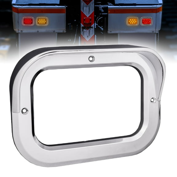 5" x 3" Rectangular LED Tail Light Chrome Visor Bezel [Install-On-Grommet] for TBL5310 TBL5324 LED Tail Lights On Tow Truck 80-Inch Trailers