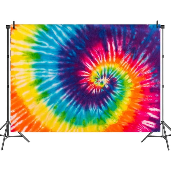 5 x 3 ft 60s 70s 80s 90s Colorful Rainbow Tie Dye Photography Backdrop Spiral Tie Dye Wall Decor Hippie Birthday Theme Party Decorations Background Parade Party Decor Photo Booth Props Backdrops