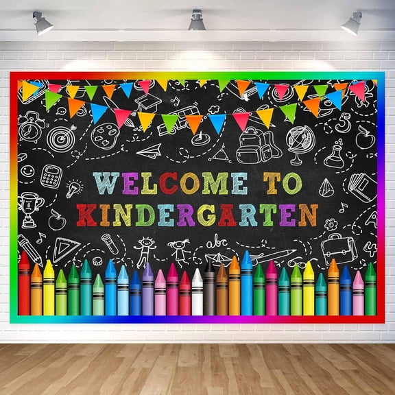 5 x 3 ft First Day of School Background, Welcome to Kindergarten Backdrop Back to School Decorations for Classroom, Welcome Back to School Backdrop Banner Photo Shoot Prop
