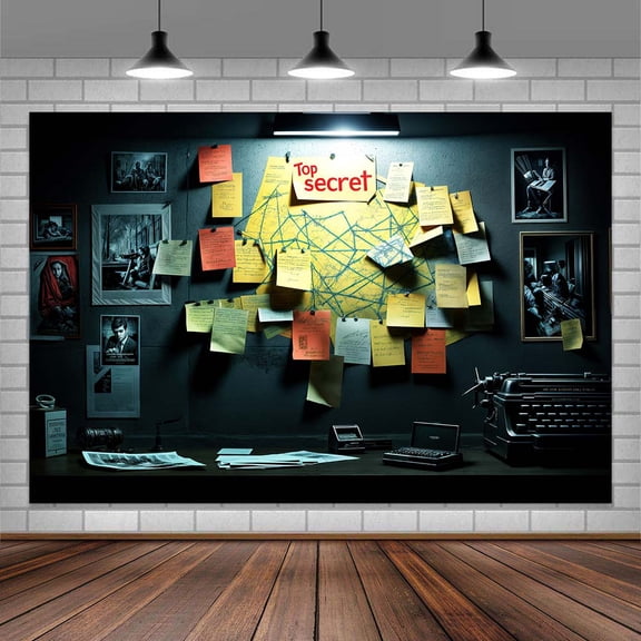5 x 3 ft Spy Theme Detective Backdrop Top Secret Police Office Investigation Suspects Evidence Crime Background Murder Mystery Party Decorations Photo Booth Props
