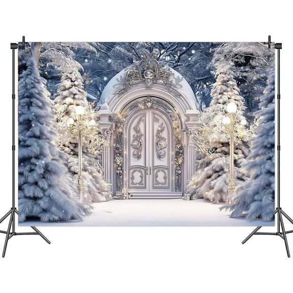 5 x 3 ft Winter Palace Blue Christmas Photography Backdrops Xmas Snowflake Wonderland Christmas Decoration Photo Background Baby Shower Birthday Kids Children Photo Banner Supplies