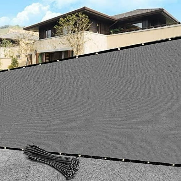 5' x 31' Custom Size Gray Privacy Screen Fence Cover Heavy Duty Fencing Mesh with Zip Tie for Deck, , Backyard, Outdoor Pool, Porch, Railing - We Can Make Custom Sizes$$Garden &