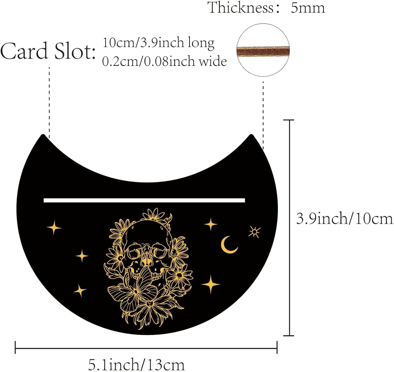 5 x 4 Inch Wooden Tarot Card Stand Black Moon Shaped Tarot Card Altar ...