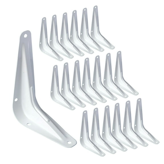 Dynaforge 20 Pack White 5x4 in. Heavy Duty Dual Rib Floating Shelf Bracket L Shape 120 lbs. Load Capacity
