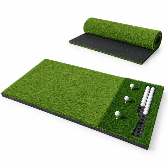 5 x 4 ft - 1.22" Dual-Turf Golf Hitting & Putting Mat with Ball Tray