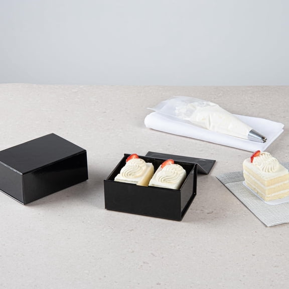 -5 x 4 x 2.4 Inch Magnetic Gift Boxes, 10 Sturdy Collapsible Gift Boxes - For Groomsman And Bridesmaid Proposals, Built-In Lid, Black Paper Luxury Storage Boxes, Grease-Resistant