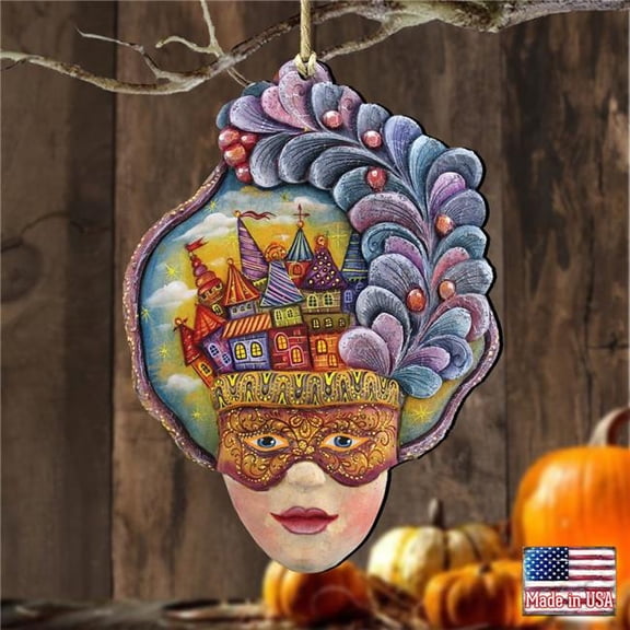 5 x 5.5 in. Carnival Mask Wooden Ornaments - Set of 2