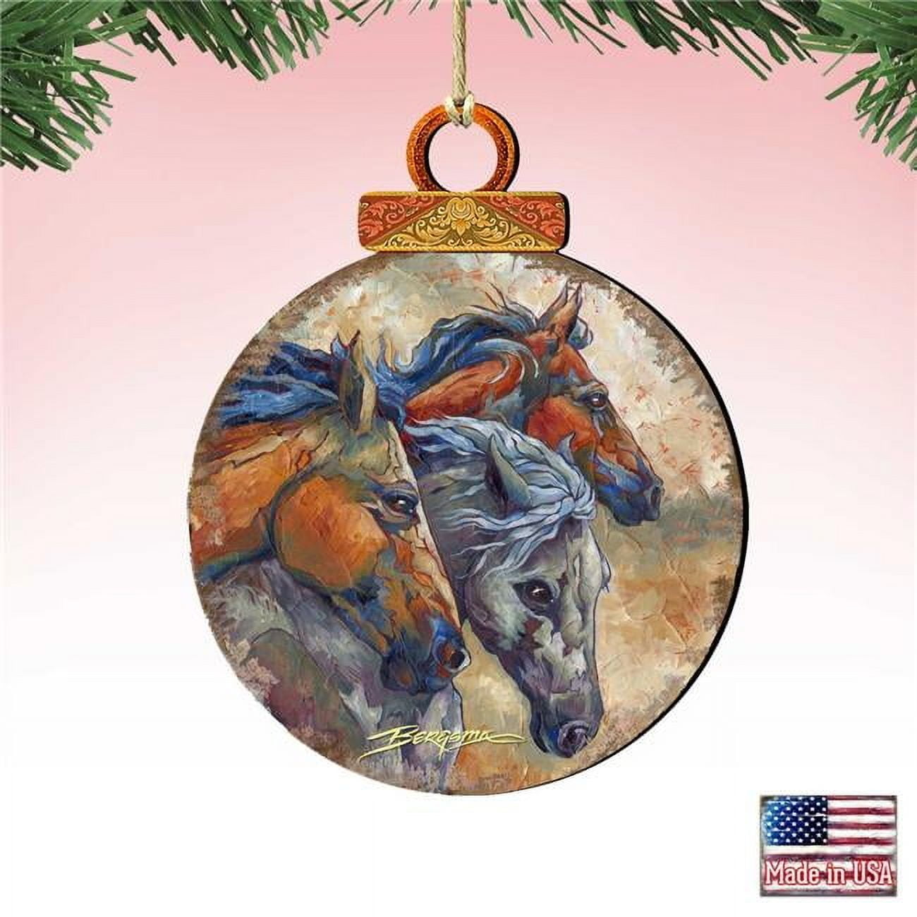 Handcrafted Wooden Horse Head Hanging Ornament Set