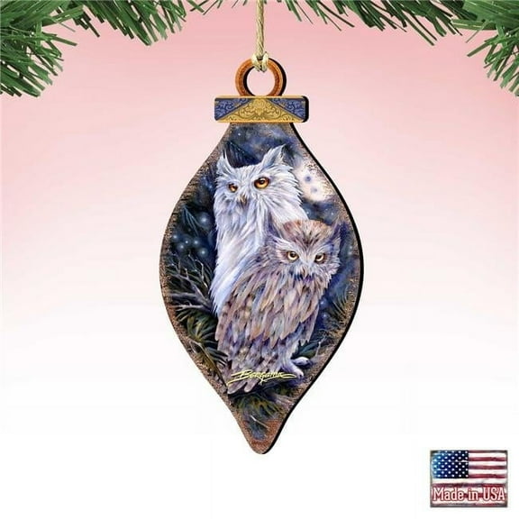 5 x 5.5 in. Night Watch Owls Wooden Ornaments - Set of 2