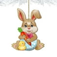thumbnail image 1 of 5 x 5.5 x 0.25 in. Holiday Wooden Carrot Bunny with Chick Home Decor Ornaments, Set of 2, 1 of 1