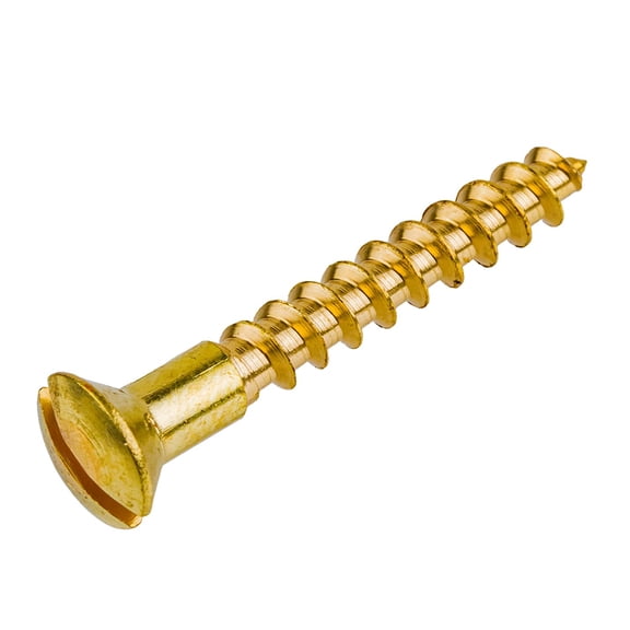 #5 x 5/8" Solid Brass Oval Countersunk Head Slot Drive Wood Screws | Pack of 25 | Self Tapping Screws for Wood Antique or Modern Furniture | OS1-B (25)
