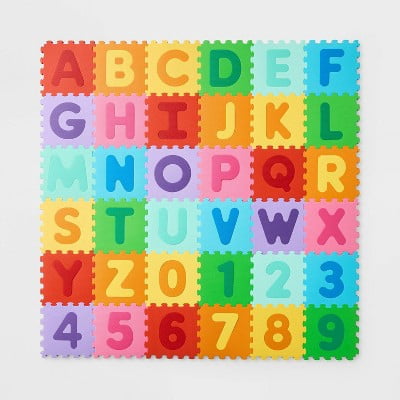 5' x 5' ABC Floor Mat Set - 36pc - Gigglescape: Multicolored Baby Playmat, Letters Pattern, Newborn and Up