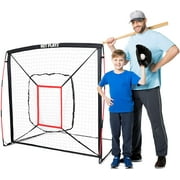 5 x 5 Baseball & Softball Practice Hitting & Pitching Net similar to Bow Frame, Great for All Skill Levels
