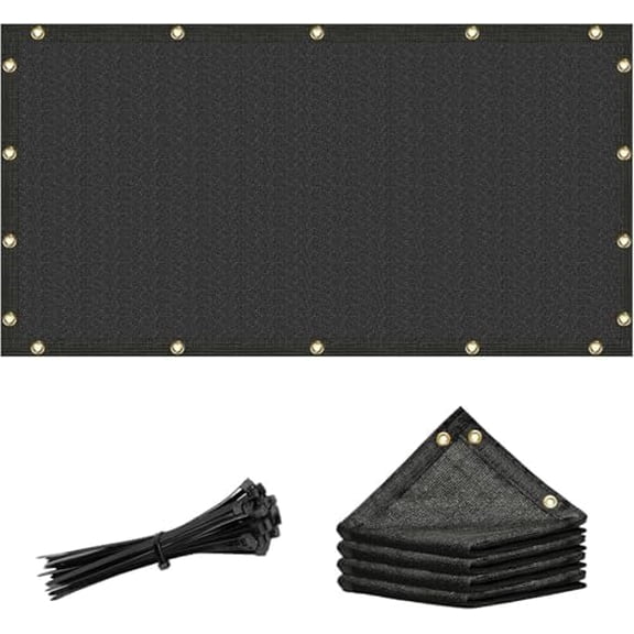 5' x 5' Black Custom Size Shade Cloth with Grommets - 90% Sunblock, Durable Mesh Fabric Tarp for Dog Kennel Cover, Fence Privacy Screen, Greenhouse, Chicken Coop & Pet Playpen.