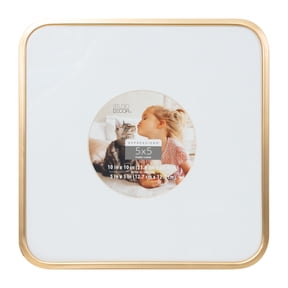Studio Decor 5" x 5" Gold Rounded Expressions Picture Frame with Circle Mat - Fold-out Easel Included, Horizontal or Vertical Display - 1 Pack