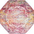 thumbnail image 1 of 5' x 5' Medallion Fuchsia Pink and Ivory Octagon Area Throw Rug, 1 of 4