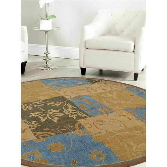 5 x 5 ft. Floral Hand Tufted Woolen Round Area Rug, Multicolor