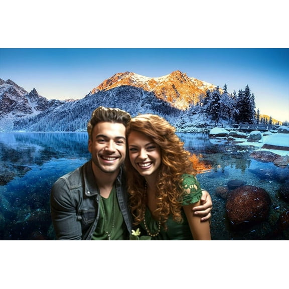 5 x 5 ftWinter Snow Mountain Dreamy Forest Scenery Backdrop Blue Sky Snow Covered Alpine Snow High Hill Peak Ski Background Christmas Party Decor Banner Portrait Studio Booth Photobooth Props