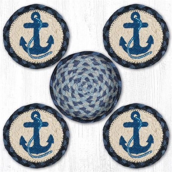 5 x 5 in. Anchor Coasters in a Basket, Navy