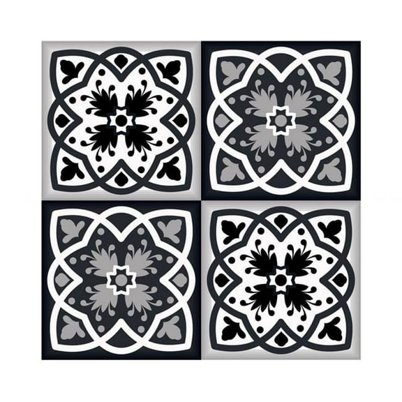 5 x 5 in. Black, White & Gray Baz Peel & Stick Removable Tiles