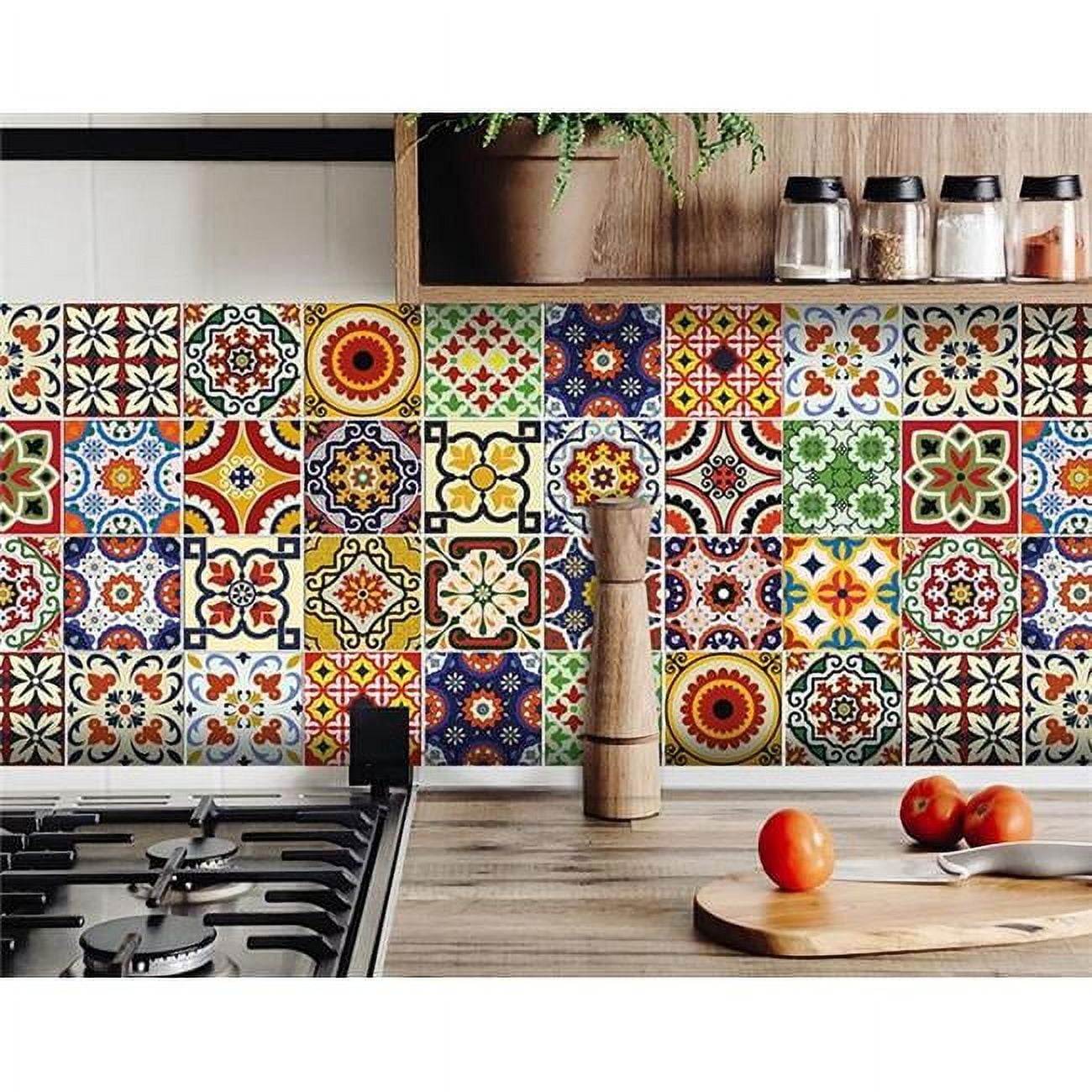 5 x 5 in. Blue Red Yellow Mosaic Peel & Stick Tiles - Walmart.com
