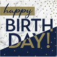 thumbnail image 1 of 5 x 5 in. Navy & Gold Milestone Beverage Paper Napkin, 1 of 1