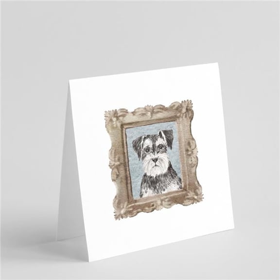 5 x 5 in. Unisex Schnauzer Grey Front View Square Greeting Cards & Envelopes, Multi Color - Pack of 8