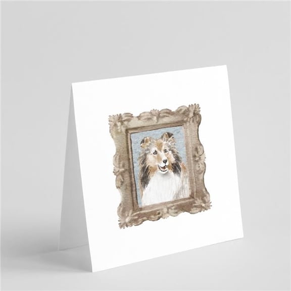 5 x 5 in. Unisex Sheltie Sable Side View 2 Square Greeting Cards & Envelopes, Multi Color - Pack of 8