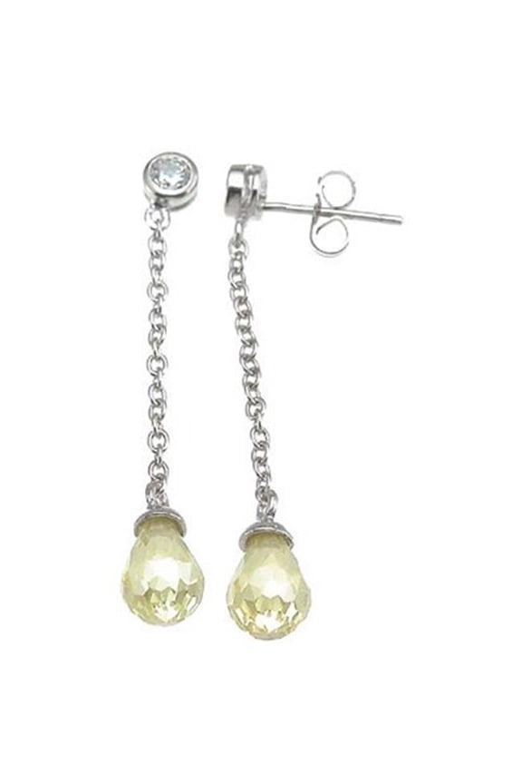 5 x 5 mm 925 Sterling Silver Pear Fashion Bezel Earrings, Rhodium Finish