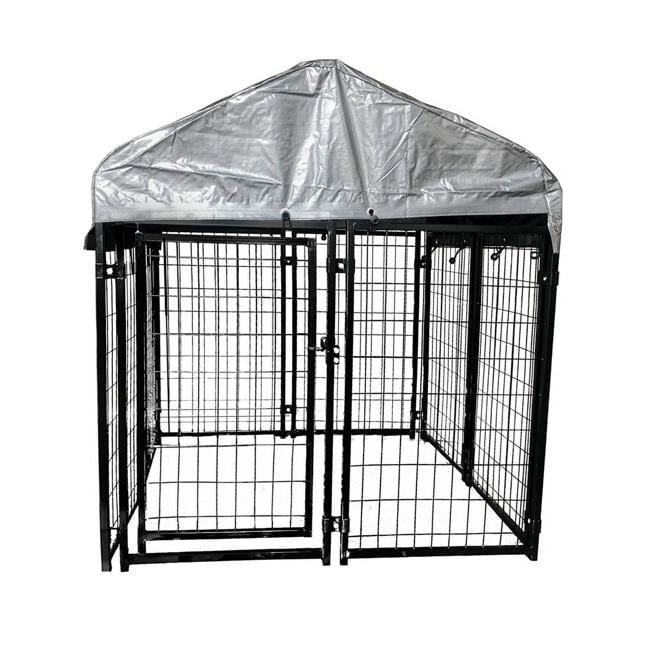 5 x 5 x 4 ft. Dog Kennel Pet Playpen Chain Link Dog Exercise Pen Cat Fence  with Roof & Fabric